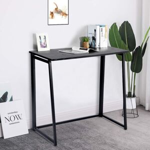 Meubles Cosy - Folding Desk for Small Spaces Folding Computer Table for Home Office Workstation Industrial Style Metal Legs 80x40x74cm Black Meubles Cosy - Folding Desk for Small Spaces Folding Computer Table for Home Office Workstation Industrial Style Metal Legs 80x40x74cm Black
