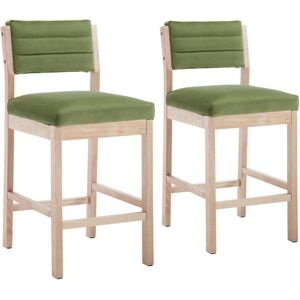 WAHSON OFFICE CHAIRS Bar Stools Set of 2 Upholstered in Velvet Mid-century Counter Stools with Wood Legs Bar Chairs for Home Bar Kitchen, Green, Wahson WAHSON OFFICE CHAIRS Bar Stools Set of 2 Upholstered in Velvet Mid-century Counter Stools with Wood Legs Bar Chairs for Home Bar Kitchen, Green, Wahson