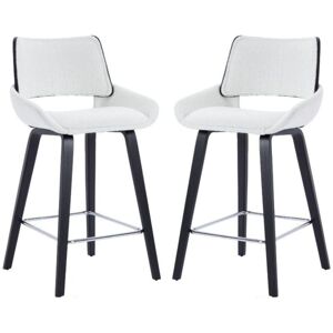WAHSON OFFICE CHAIRS Modern Bar Stools Set of 2 Upholstered in Sherpa Fabric Bar Chairs with Black Legs Breakfast Counter Stools for Home Pub Restaurant, White, Wahson WAHSON OFFICE CHAIRS Modern Bar Stools Set of 2 Upholstered in Sherpa Fabric Bar Chairs with Black Legs Breakfast Counter Stools for Home Pub Restaurant, White, Wahson