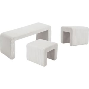 Wahson Office Chairs - Modern Bench in Fabric with 2 Footstools Upholstered Bed End Bench Accent Window Seat Stool for Bedroom Living Room Hallway, Wahson Office Chairs - Modern Bench in Fabric with 2 Footstools Upholstered Bed End Bench Accent Window Seat Stool for Bedroom Living Room Hallway,