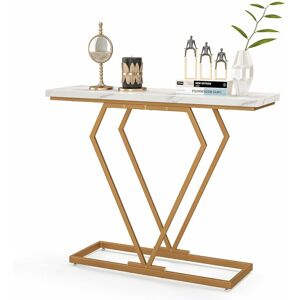 COSTWAY Modern Console Table Faux Marble Narrow Entryway Hallway Table Accent Desk 100cm COSTWAY Modern Console Table Faux Marble Narrow Entryway Hallway Table Accent Desk 100cm
