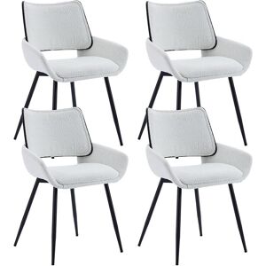 WAHSON OFFICE CHAIRS Modern Dining Chairs Set of 4 in Faux Fur Upholstered Corner Chairs with Black Metal Legs for Kitchen Restaurant, White, Wahson WAHSON OFFICE CHAIRS Modern Dining Chairs Set of 4 in Faux Fur Upholstered Corner Chairs with Black Metal Legs for Kitchen Restaurant, White, Wahson