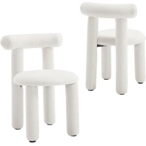 WAHSON OFFICE CHAIRS Dining Chairs Set of 2 in Faux Fur Upholstered Modern Leisure Chairs for Kitchen Living Room Restaurant Cafe, White, Wahson WAHSON OFFICE CHAIRS Dining Chairs Set of 2 in Faux Fur Upholstered Modern Leisure Chairs for Kitchen Living Room Restaurant Cafe, White, Wahson