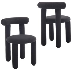 WAHSON OFFICE CHAIRS Dining Chairs Set of 2 in Faux Fur Upholstered Modern Leisure Chairs for Kitchen Living Room Restaurant Cafe, Black, Wahson WAHSON OFFICE CHAIRS Dining Chairs Set of 2 in Faux Fur Upholstered Modern Leisure Chairs for Kitchen Living Room Restaurant Cafe, Black, Wahson