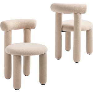 WAHSON OFFICE CHAIRS Dining Chairs Set of 2 in Faux Fur Upholstered Modern Leisure Chairs for Kitchen Living Room Restaurant Cafe, Khaki, Wahson WAHSON OFFICE CHAIRS Dining Chairs Set of 2 in Faux Fur Upholstered Modern Leisure Chairs for Kitchen Living Room Restaurant Cafe, Khaki, Wahson