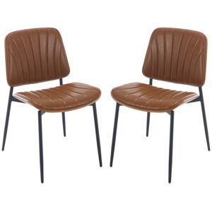 WAHSON OFFICE CHAIRS Modern Dining Chairs Set of 2 in pu Leather Upholstered Kitchen Accent Chairs with Sturdy Metal Legs for Dining Room Restaurant, Brown, Wahson WAHSON OFFICE CHAIRS Modern Dining Chairs Set of 2 in pu Leather Upholstered Kitchen Accent Chairs with Sturdy Metal Legs for Dining Room Restaurant, Brown, Wahson