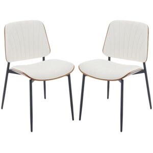 WAHSON OFFICE CHAIRS Modern Dining Chairs Set of 2 in pu Leather Upholstered Kitchen Accent Chairs with Sturdy Metal Legs for Dining Room Restaurant, White, Wahson WAHSON OFFICE CHAIRS Modern Dining Chairs Set of 2 in pu Leather Upholstered Kitchen Accent Chairs with Sturdy Metal Legs for Dining Room Restaurant, White, Wahson