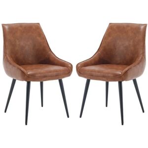 WAHSON OFFICE CHAIRS Modern Dining Chairs Set of 2 in PU Leather Leisure Side Chairs Upholstered with Backrest for Kitchen Restaurant, Brown, Wahson WAHSON OFFICE CHAIRS Modern Dining Chairs Set of 2 in PU Leather Leisure Side Chairs Upholstered with Backrest for Kitchen Restaurant, Brown, Wahson