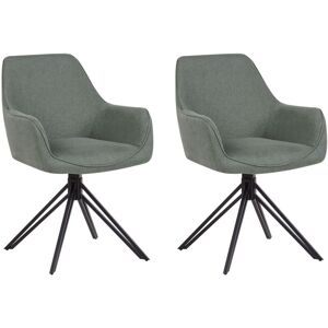 BELIANI Set of 2 Dining Chairs Swivel JODAR Dark Green BELIANI Set of 2 Dining Chairs Swivel JODAR Dark Green