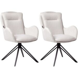 BELIANI Set of 2 Dining Chairs Swivel AVELAR Light Beige BELIANI Set of 2 Dining Chairs Swivel AVELAR Light Beige
