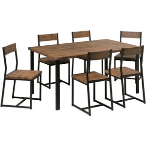 Beliani - Modern Industrial Style Engineered Wood Dining Set for 6 Steel Legs 150 x 90 cm Laredo Beliani - Modern Industrial Style Engineered Wood Dining Set for 6 Steel Legs 150 x 90 cm Laredo