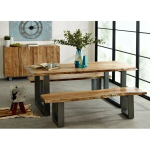 Verty Furniture - Natural Essential Live Edge Medium Dining Table 2 Chairs And 1 Bench Set Verty Furniture - Natural Essential Live Edge Medium Dining Table 2 Chairs And 1 Bench Set