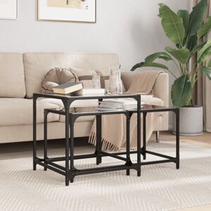 Vidaxl - Nesting Coffee Tables 2 pcs with Black Glass Top Steel Vidaxl - Nesting Coffee Tables 2 pcs with Black Glass Top Steel