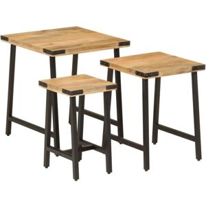 Vidaxl - Nesting Coffee Tables 3 pcs Solid Wood Mango and Iron Vidaxl - Nesting Coffee Tables 3 pcs Solid Wood Mango and Iron