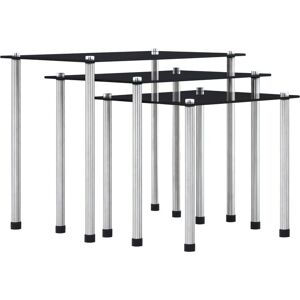 Nesting Tables 3 pcs Black Tempered Glass vidaXL Nesting Tables 3 pcs Black Tempered Glass vidaXL