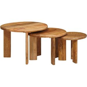 Nesting Coffee Tables 3 pcs Brown Solid Mango Wood vidaXL Nesting Coffee Tables 3 pcs Brown Solid Mango Wood vidaXL