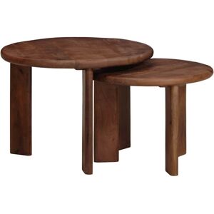 Nesting Coffee Tables 2 pcs Dark Brown Solid Mango Wood vidaXL Nesting Coffee Tables 2 pcs Dark Brown Solid Mango Wood vidaXL