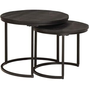 Nesting Coffee Tables 2 pcs Black Solid Mango Wood and Steel vidaXL Nesting Coffee Tables 2 pcs Black Solid Mango Wood and Steel vidaXL