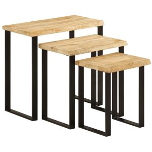 Vidaxl - Nesting Tables 3 pcs with Live Edge Solid Wood Mango Vidaxl - Nesting Tables 3 pcs with Live Edge Solid Wood Mango
