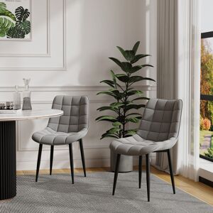 More4homes - nova modern velvet dining chair padded seat metal leg kitchen 2 pcs (Grey) - Grey More4homes - nova modern velvet dining chair padded seat metal leg kitchen 2 pcs (Grey) - Grey