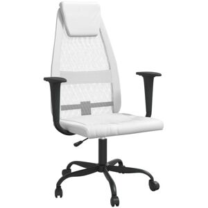Office Chair White Mesh Fabric and Faux Leather vidaXL Office Chair White Mesh Fabric and Faux Leather vidaXL