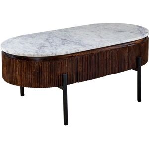 Opal Rectangular Fluted Coffee Table with Marble Top & Metal Legs - L55 x W110 x H45 cm Opal Rectangular Fluted Coffee Table with Marble Top & Metal Legs - L55 x W110 x H45 cm