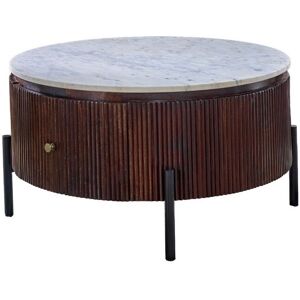 Opal Round Fluted Coffee Table with Marble Top & Metal Legs - - L80 x W80 x H45 cm Opal Round Fluted Coffee Table with Marble Top & Metal Legs - - L80 x W80 x H45 cm