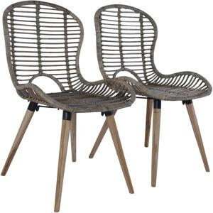 Dining Chairs 2 pcs Brown Natural Rattan Vidaxl Dining Chairs 2 pcs Brown Natural Rattan Vidaxl