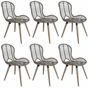 Vidaxl - Dining Chairs 6 pcs Brown Natural Rattan Vidaxl - Dining Chairs 6 pcs Brown Natural Rattan