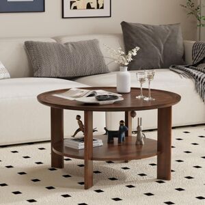PADMA HOUSE Round Tray Top Coffee Table with Storage Shelf, Farmhouse Wood Cocktail Tables, Living Room Center Tea Table, 81Dia x 45H, Easy Assembly PADMA HOUSE Round Tray Top Coffee Table with Storage Shelf, Farmhouse Wood Cocktail Tables, Living Room Center Tea Table, 81Dia x 45H, Easy Assembly