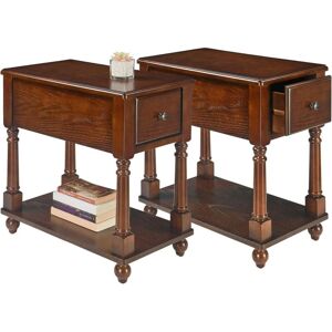 PADMA HOUSE Set of 2 Narrow End Table with Drawer and Storage Shelf, Solid Wood Sofa Side Table, Slim Beside Table, Telephone for Small Spaces, PADMA HOUSE Set of 2 Narrow End Table with Drawer and Storage Shelf, Solid Wood Sofa Side Table, Slim Beside Table, Telephone for Small Spaces,