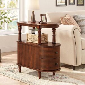 PADMA HOUSE set of 2 Solid Wood End Table with 2 Drawers, Narrow Sofa Side Table Slim Chair Side Desk with Storage Shelf, Slim Nightstand Bedside PADMA HOUSE set of 2 Solid Wood End Table with 2 Drawers, Narrow Sofa Side Table Slim Chair Side Desk with Storage Shelf, Slim Nightstand Bedside