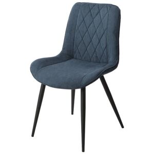 Home Source - Diamond Stitch Cord Fabric Dining Chair with Tapered Legs (Set of 2) - Metal - L54 x W54 x H85.5 cm - Blue/Black - Flat Packed Home Source - Diamond Stitch Cord Fabric Dining Chair with Tapered Legs (Set of 2) - Metal - L54 x W54 x H85.5 cm - Blue/Black - Flat Packed