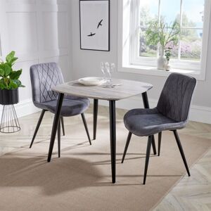 Home Source - Diamond Stitch Fabric Dining Chair with Tapered Legs (Set of 2) - Metal - L54 x W54 x H85.5 cm - Grey/Black - Flat Packed Home Source - Diamond Stitch Fabric Dining Chair with Tapered Legs (Set of 2) - Metal - L54 x W54 x H85.5 cm - Grey/Black - Flat Packed