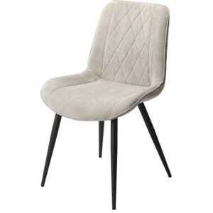 Home Source - Diamond Stitch Lt Cord Fabric Dining Chair with Tapered Legs (Set of 2) - Metal - L54 x W54 x H85.5 cm - Light Grey/Black - Flat Packed Home Source - Diamond Stitch Lt Cord Fabric Dining Chair with Tapered Legs (Set of 2) - Metal - L54 x W54 x H85.5 cm - Light Grey/Black - Flat Packed