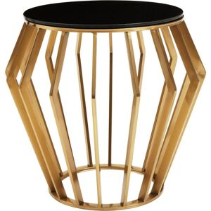 Premier Housewares Interiors by Premier Black and Gold Round Side Table, Modern Black Glass Side Table, Black Round Side Table for Living Room Premier Housewares Interiors by Premier Black and Gold Round Side Table, Modern Black Glass Side Table, Black Round Side Table for Living Room