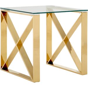 Premier Housewares - Interiors by Premier Stylish Design Champagne Cross Legs End Table, Durable Side Table For Livingroom, Versatile Side Table Premier Housewares - Interiors by Premier Stylish Design Champagne Cross Legs End Table, Durable Side Table For Livingroom, Versatile Side Table