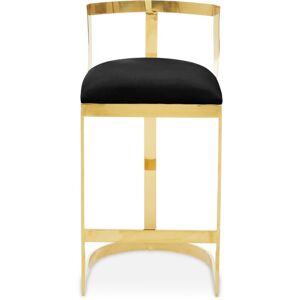 Premier Housewares Interiors by Premier Black Velvet Bar Stool, Gold Finish Frame, Curved Backrest with Plump Seat, Modern Elegant Design Bar Stool Premier Housewares Interiors by Premier Black Velvet Bar Stool, Gold Finish Frame, Curved Backrest with Plump Seat, Modern Elegant Design Bar Stool