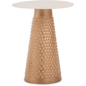 Premier Housewares - Interiors by Premier White Top Gold Base Side Table, Elegant Hammered Effect Design, Modern Side Table For Living Room Premier Housewares - Interiors by Premier White Top Gold Base Side Table, Elegant Hammered Effect Design, Modern Side Table For Living Room