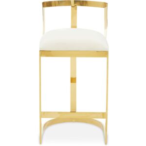 Premier Housewares - Interiors by Premier Ivory Velvet Bar Stool, Gold Finish Bar Chair, Curved Backrest with Plump Seat, Kitchen Bar Stool for Home Premier Housewares - Interiors by Premier Ivory Velvet Bar Stool, Gold Finish Bar Chair, Curved Backrest with Plump Seat, Kitchen Bar Stool for Home