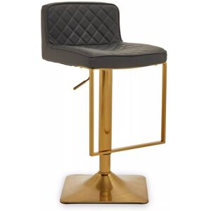 Premier Housewares Baina Dark Grey and Gold Square Base Bar Stool - Bar Stool Premier Housewares Baina Dark Grey and Gold Square Base Bar Stool - Bar Stool