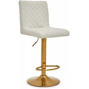 Premier Housewares - Baina White And Gold Bar Stool With Round Base Premier Housewares - Baina White And Gold Bar Stool With Round Base