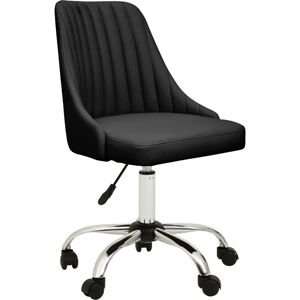 Premier Housewares - Brent Ribbed Black And Chrome Home Office Chair Premier Housewares - Brent Ribbed Black And Chrome Home Office Chair