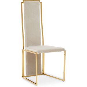 Premier Housewares - Interiors by Premier Luxurious Modern Dining Chair, Stainless Steel Gold Finished Frame Accent Chair. Natural Fabric Dining Chair Premier Housewares - Interiors by Premier Luxurious Modern Dining Chair, Stainless Steel Gold Finished Frame Accent Chair. Natural Fabric Dining Chair