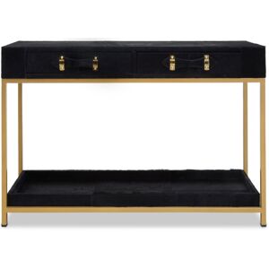Premier Housewares - Interiors by Premier Hair on Hide Console Table, Black Modern Console Table with 2 Drawer Storage, Luxe Design with Gold Frame Premier Housewares - Interiors by Premier Hair on Hide Console Table, Black Modern Console Table with 2 Drawer Storage, Luxe Design with Gold Frame