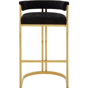 Premier Housewares - Interiors by Premier Black Bar Chair Stool with Back, Kitchen Stool for Bar, Gold Frame Breakfast Stool with Velvet Upholstery Premier Housewares - Interiors by Premier Black Bar Chair Stool with Back, Kitchen Stool for Bar, Gold Frame Breakfast Stool with Velvet Upholstery