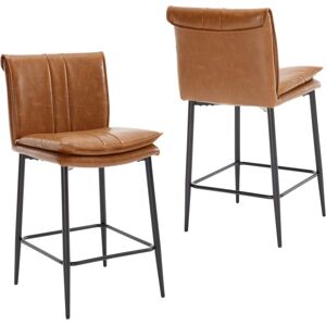 WAHSON OFFICE CHAIRS Bar Stools Set of 2 in pu Leather Upholstered Modern Counter Chairs with Backrest for Kitchen Home Bar Restaurant, Brown, Wahson WAHSON OFFICE CHAIRS Bar Stools Set of 2 in pu Leather Upholstered Modern Counter Chairs with Backrest for Kitchen Home Bar Restaurant, Brown, Wahson