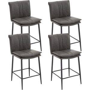 WAHSON OFFICE CHAIRS Bar Stools Set of 4 in pu Leather Upholstered Modern Counter Chairs with Backrest for Kitchen Home Bar Restaurant, Gray, Wahson WAHSON OFFICE CHAIRS Bar Stools Set of 4 in pu Leather Upholstered Modern Counter Chairs with Backrest for Kitchen Home Bar Restaurant, Gray, Wahson