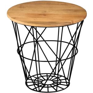 Ravi Iron Base Solid Wood Top Side Table - L50 x W50 x H50 cm - Mango Light Finish Ravi Iron Base Solid Wood Top Side Table - L50 x W50 x H50 cm - Mango Light Finish