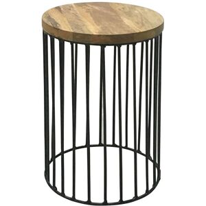Ravi Iron Base Solid Wood Top Side Table - Small - Mango Wood/Iron - L30 x W30 x H45 cm - Light Finish Ravi Iron Base Solid Wood Top Side Table - Small - Mango Wood/Iron - L30 x W30 x H45 cm - Light Finish
